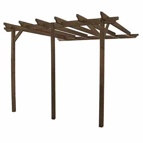Buttercup Farm Wall Mounted Wooden Garden Pergola with 3 Posts, Light Green, W: 780 cm, D: 240 cm, H: 270 cm
