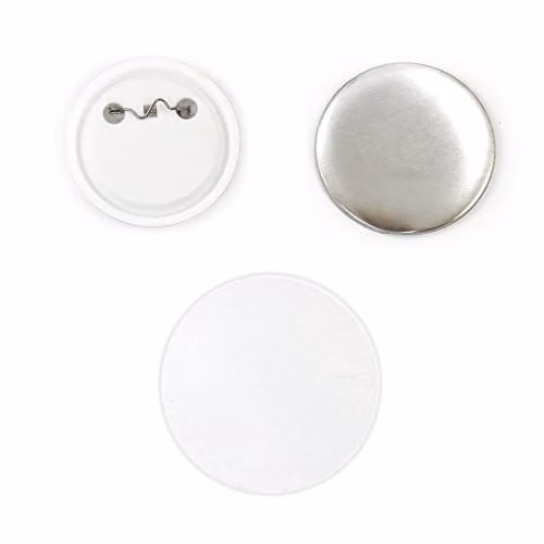 PixMax 100pcs Blank Personalised Pin Button Badge Making Components, 25mm, Silver and White