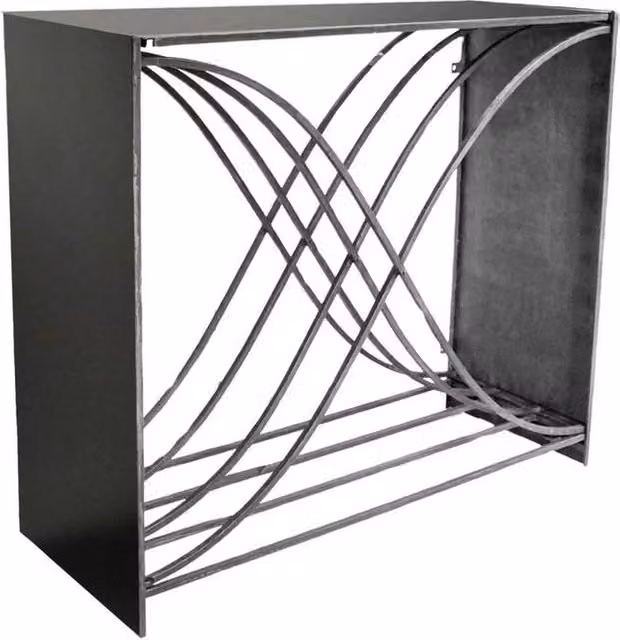 Lemon Pavilion Furniture and Decor Outdoor X Shape Log Storage in Grey Galvanised Steel, W100 x D38 x H88 cm