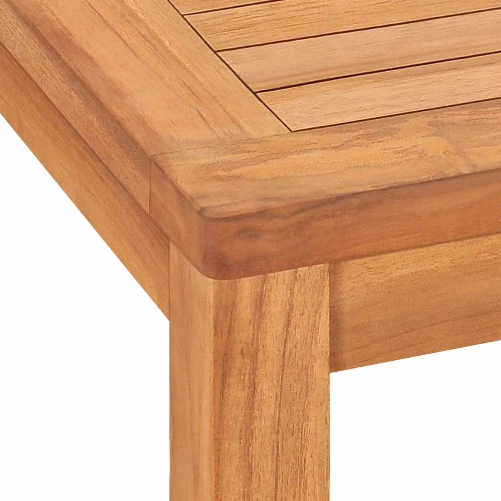 Berkfield Home Garden Modern Lacquered Solid Teak Wood Dining Table in Brown, W/D/H: 140 x 80 x 77 cm – 3