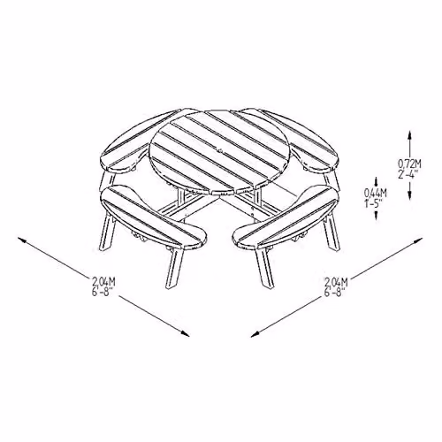 Forest Garden Rustic Circular Wooden Picnic Table in Brown – 3