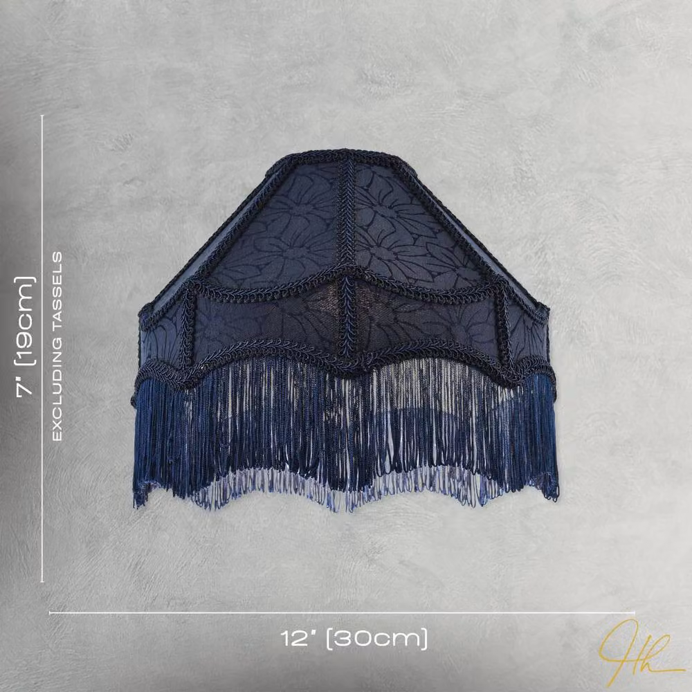 Happy Homewares Classic Victorian Style Empire Pendant Shade in Midnight Blue Fabric – 6
