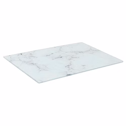 Harbour Housewares White Marble Effect Rectangular Glass Chopping Board with Non-Slip Feet