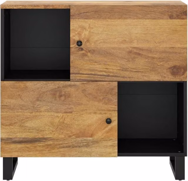 Berkfield Home Industrial Mango Wood Sideboard with 2 Doors in Brown, W/D/H: 80 x 33 x 75 cm – 1