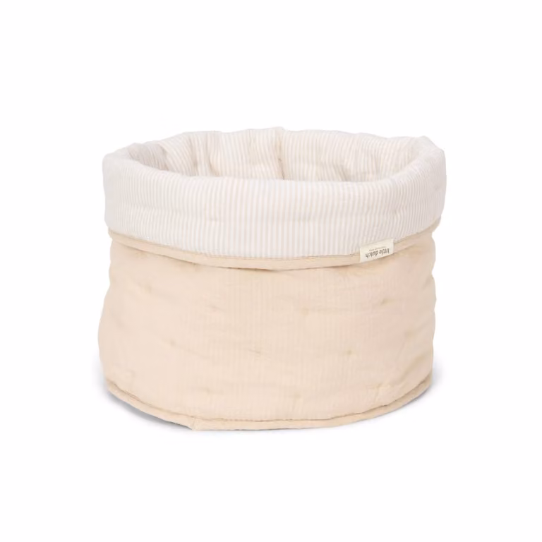 Little Dutch Large Fabric Storage Basket in Soft Beige Stripe