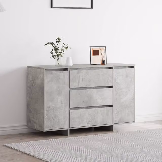Berkfield Home Modern Sideboard in Concrete Grey, W/D/H: 120 x 41 x 75 cm