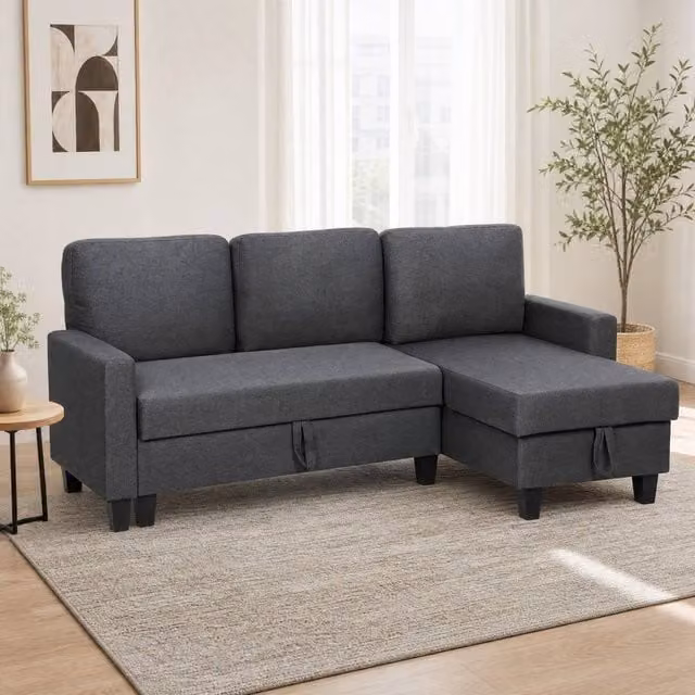 STILVORA 3-Seater Upholstered Fabric Sofa Bed in Grey with Sleeping Function and Removable Covers – 1