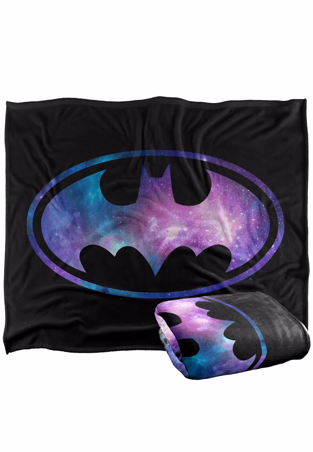 DC Comics Batman Galaxy Signal Fleece Blanket, White and Multicolour, W: 152 cm, D: 127 cm – 2