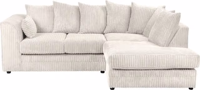 SquareBoxx Lennox Jumbo Cord Corner Sofa with Right Hand Facing Chaise in Off-White