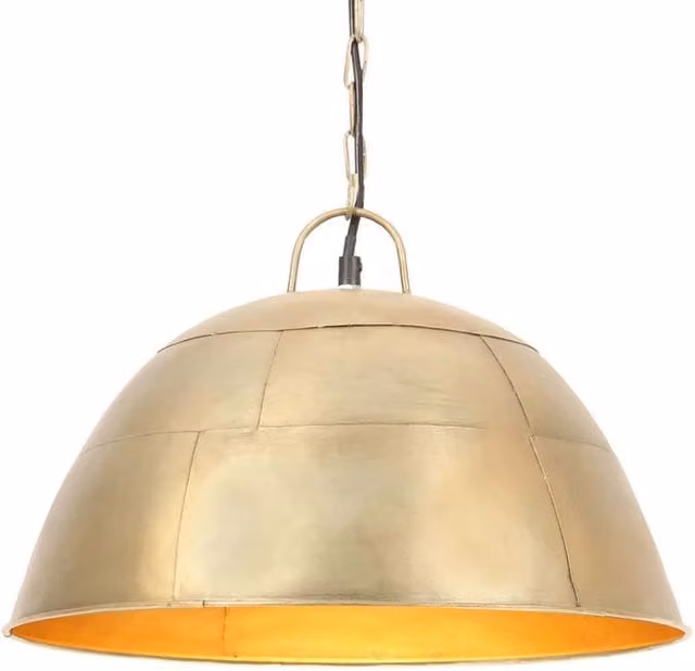 Berkfield Home Industrial Vintage Round Hanging Lamp in Gold Brass with E27 Socket, Diameter: 41 cm