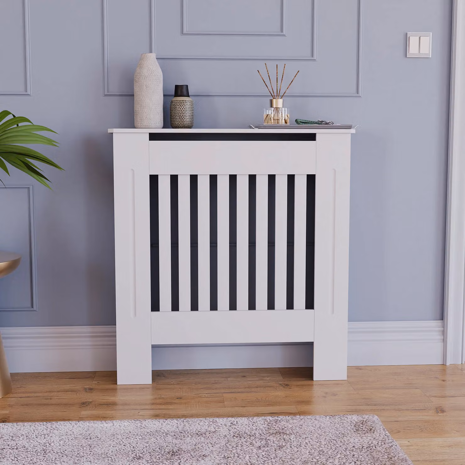 Vida Designs Chelsea MDF Radiator Cover in White, W/D/H: 82.0 x 78.0 x 19.0 cm – 3