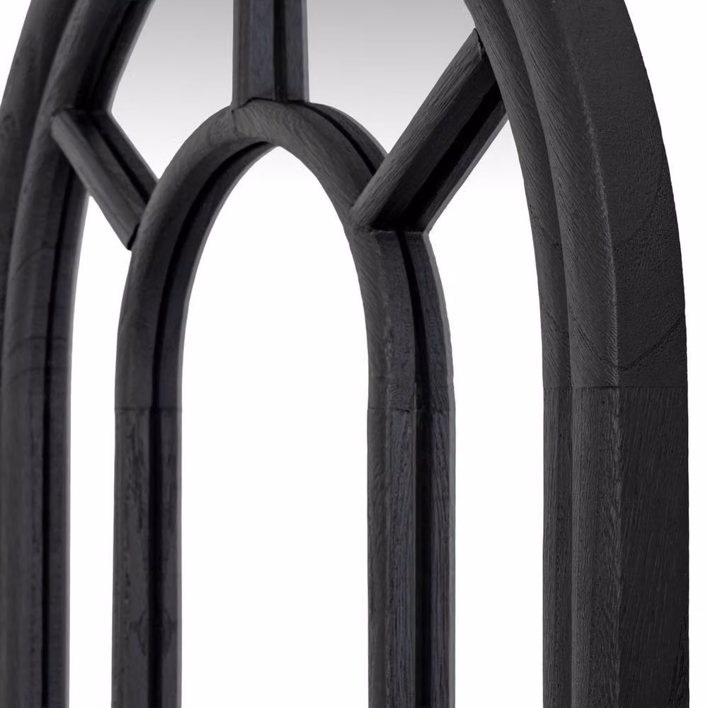Lemon Pavilion Black Wood Tall Arched Window Wall Mirror, W: 50 cm, H: 170 cm – 2