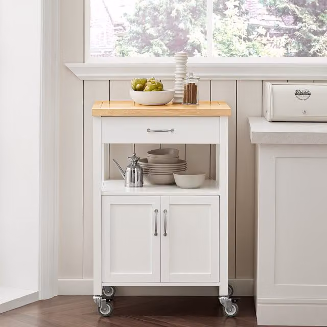 SoBuy Modern Freestanding Kitchen Storage Cabinet in White with Hinged Doors, Internal Drawers and Shelves