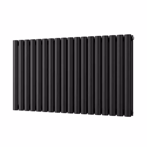 UK Radiators Omeara Black Elliptical Tube Horizontal Designer Double Panel Radiator W: 104.4 cm, H: 60.0 cm – 2