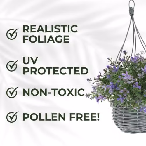 Ark Mat UV Resistant Artificial Floral Hanging Basket in Purple, 34cm – 3