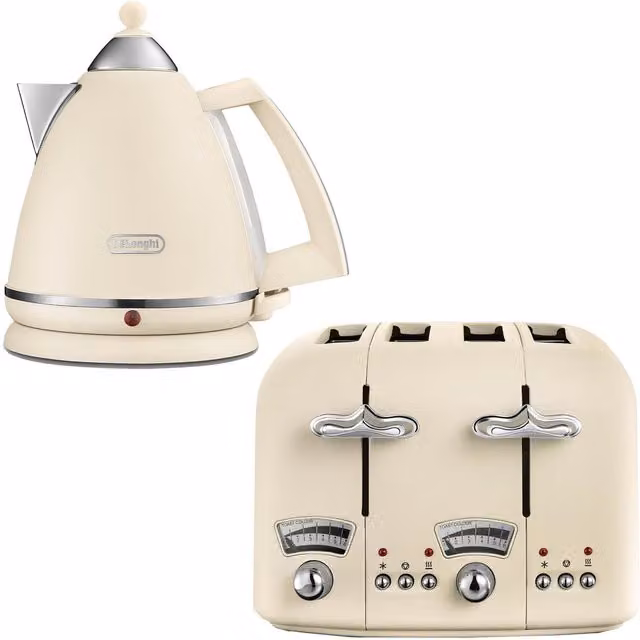 DeLonghi Kettle and 4 Slice Toaster Set, Beige – 1