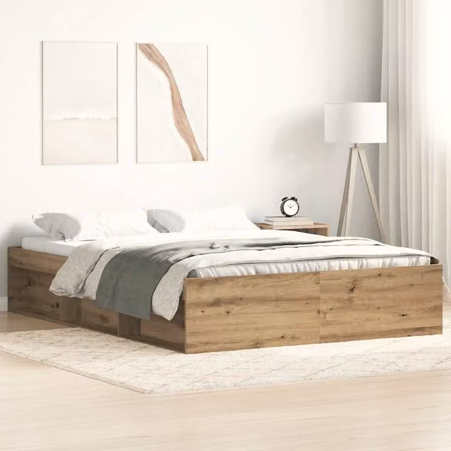 Berkfield Home Artisan Oak Bed Frame in Brown, Small Double, W/D/H: 120 x 200 cm – 1