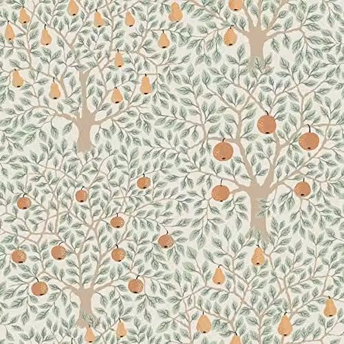 A-Street Prints Apelviken2 Apples and Pears Botanical Floral Wallpaper in White, Green and Multicolour