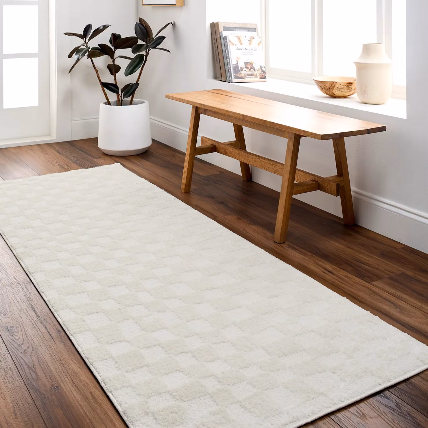 Livabliss Freud Modern Checkerboard High Pile Living and Dining Rug in Black, Brown and White, W: 200 cm, D: 275 cm – 3