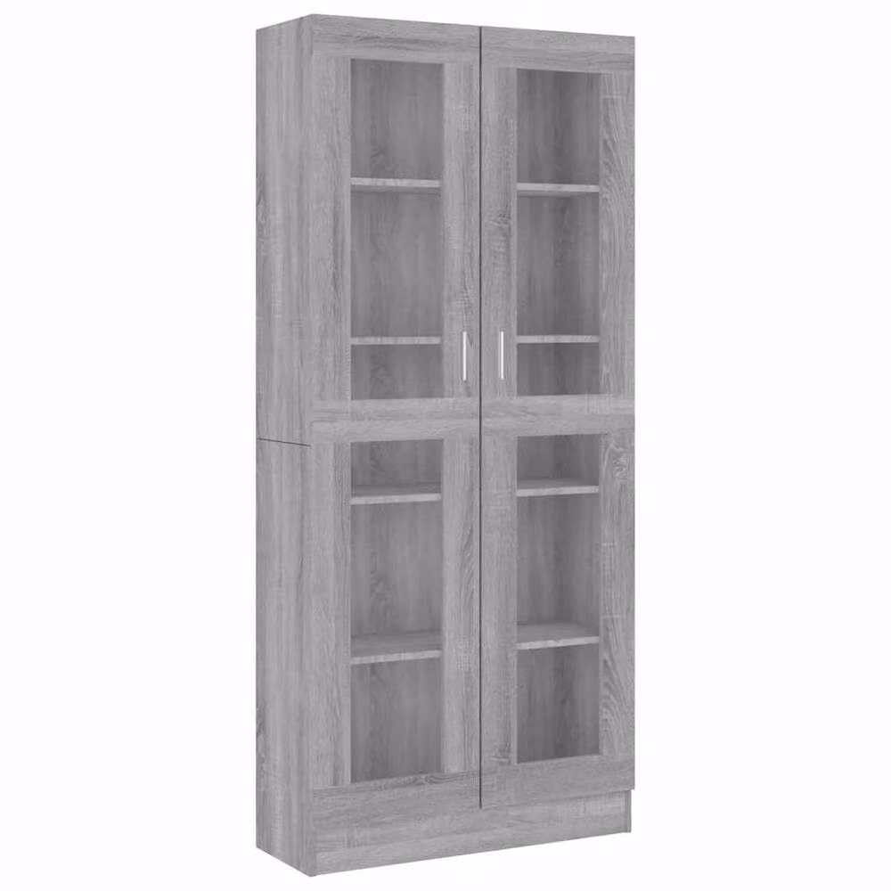 Berkfield Home Vitrine Cabinet in Grey Sonoma with Glass Doors, W: 82.5 cm, D: 30.5 cm, H: 185.5 cm – 2