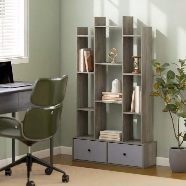 STILVORA 12-Cube Freestanding Storage Unit with Drawers in Matt Grey