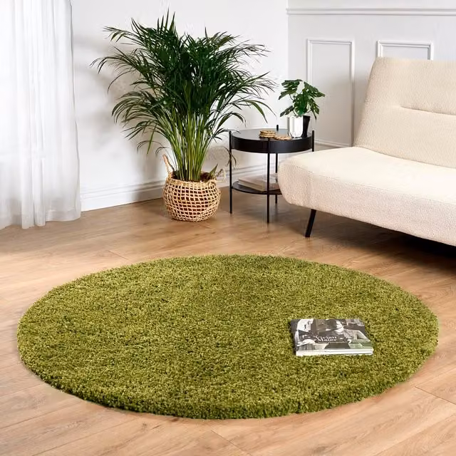 Bravich California Shaggy Round Rug in Green, W: 150 cm