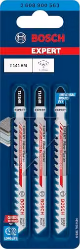 Bosch Professional 3x Expert Fiber Plaster T 141 HM Jigsaw Blades for Fibre Cement and Drywall Boards, Length: 100 mm – 2