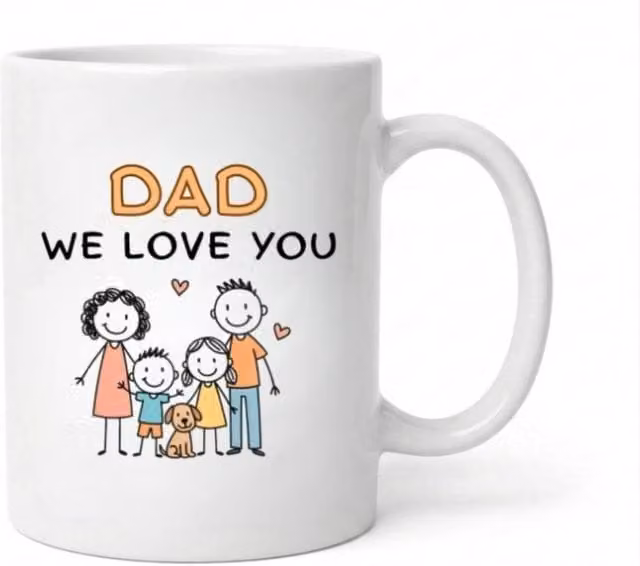 Dyzi Dad We Love You Ceramic Coffee Mug in White