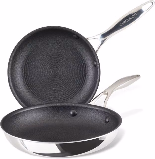 Circulon 2 Piece Silver Stainless Steel Extreme Non Stick Frying Pan Set