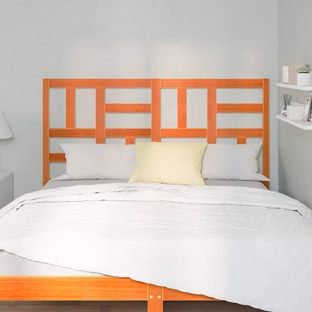 Berkfield Home Solid Pine Wood Bed Headboard in Wax Brown, W: 145.5 cm, D: 4 cm, H: 104 cm – 1