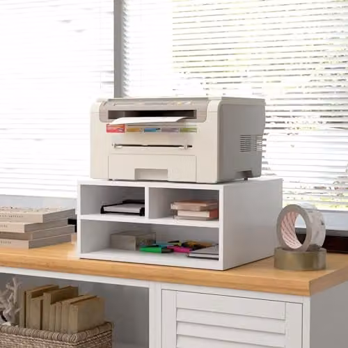 HOMCOM White Desktop Printer Stand with 2-Tier Storage for Home Office, W/D/H: 40.0 x 22.5 x 47.0 cm – 4