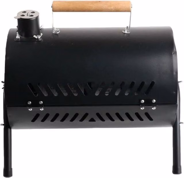 Ventryn Portable Stainless Steel Barrel BBQ with 2 Cooking Areas in Black, W/D/H: 42 x 40 x 29 cm – 1