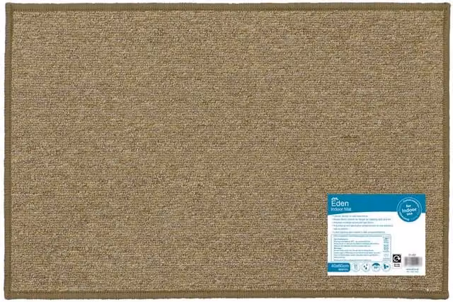 JVL Eden Machine Washable Latex Backed Doormat, Beige, W: 40 cm, D: 60 cm – 1