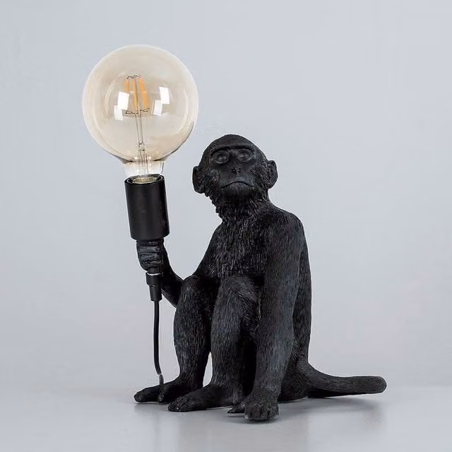 ValueLights Monkey Black Table Lamp with Polyresin and Ceramic Base