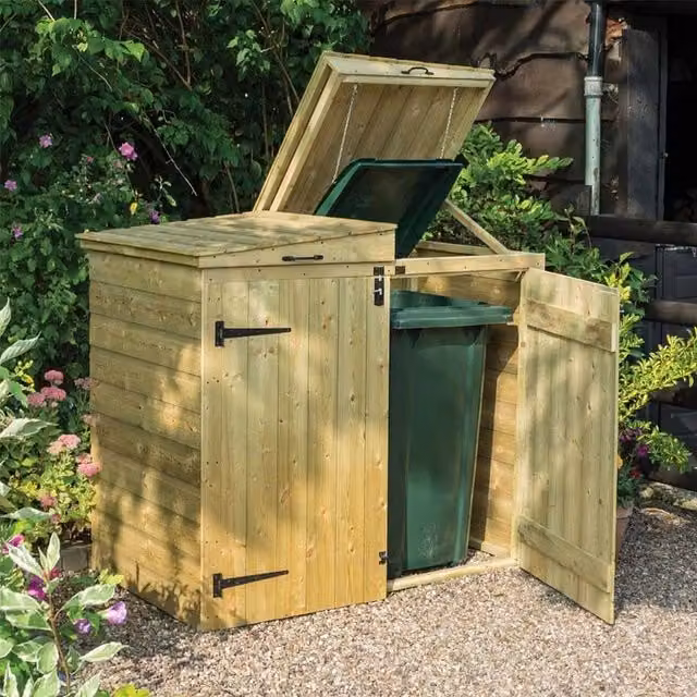 Rowlinsons Apex Bin Store, Brown, W: 153 cm, D: 81 cm, H: 130 cm