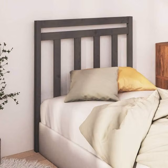 Berkfield Home Beautiful Grey Solid Pine Wood Bed Headboard W/D/H: 96 x 4 x 100 cm