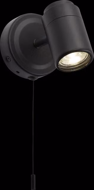 Netlighting Matt Black GU10 Single Wall Spotlight, IP44 Dimmable and Adjustable Cylinder Design – 3