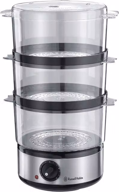 Russell Hobbs 3 Tier Stainless Steel Food Collection Steamer in Silver with Timer and Auto Shut-off
