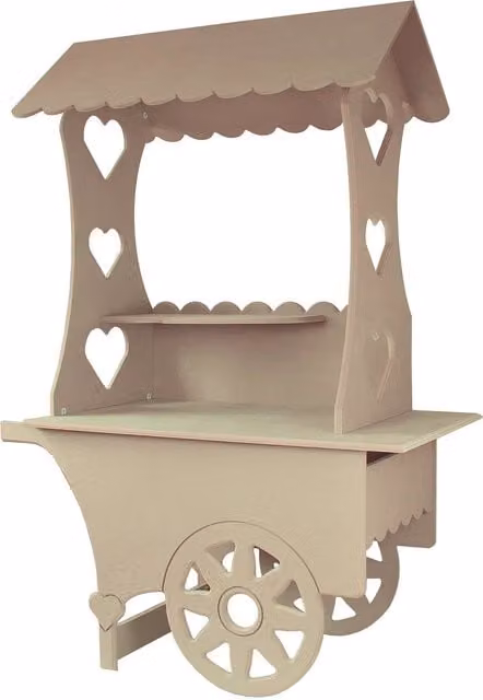 Monstershop KuKoo Mini Candy Cart Wedding Sweet Stall in Natural Wood, H 132 x W 87 x D 48 cm – 1