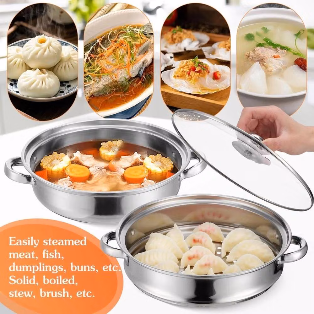 FLAVORA 5 Layer Stainless Steel Stackable Steamer Pot in Silver – 4