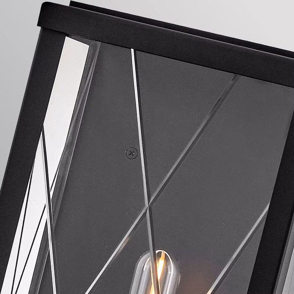 Netlighting Monte Medium Flush Wall Lantern in Black with Transparent Glass, IP44 Rated – 2