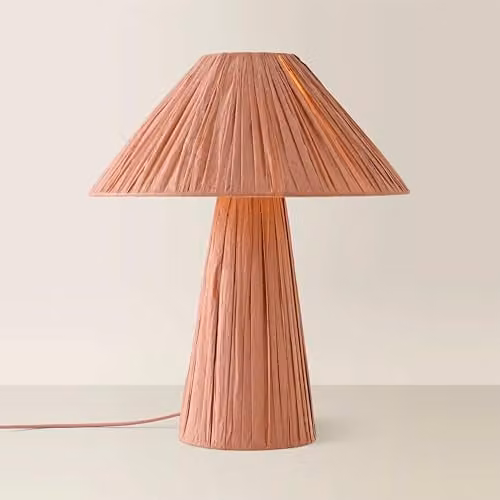 ValueLights Kaiya Dusty Pink Woven Paper Tapered Table Lamp