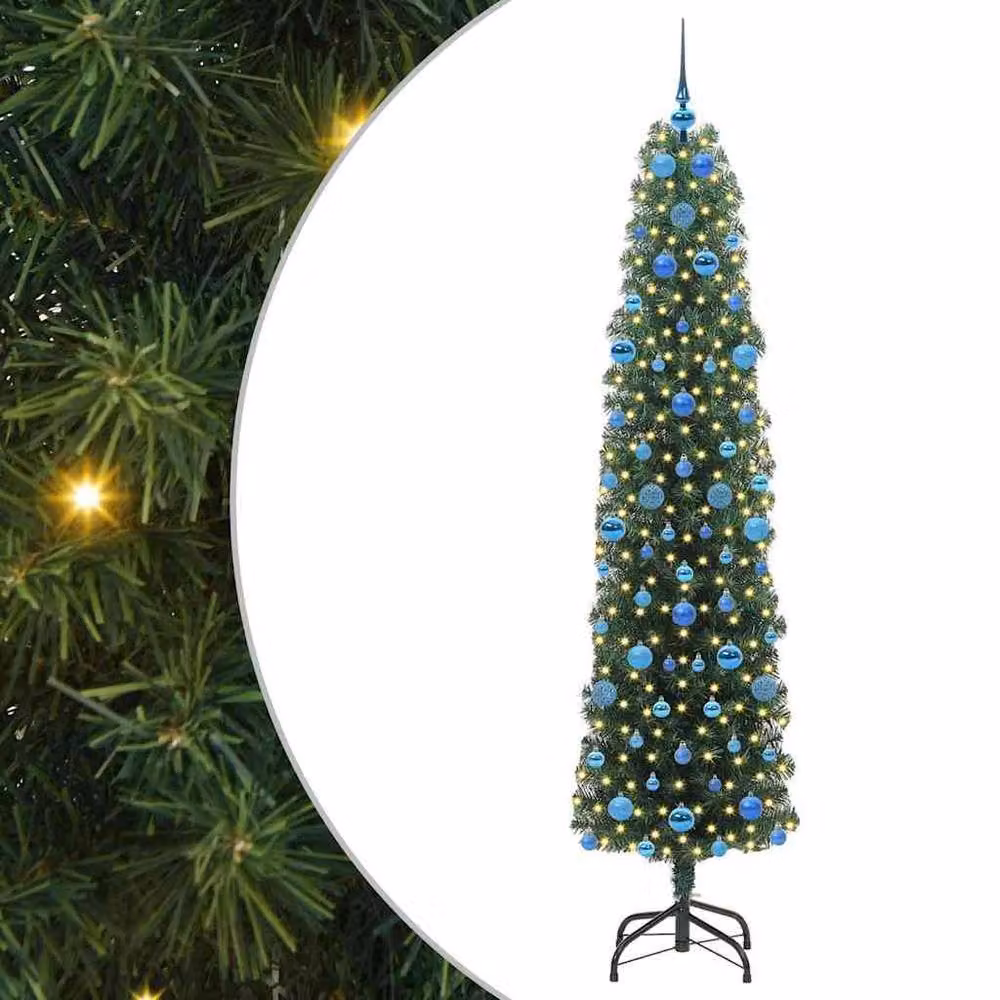 Berkfield Home Artificial Green Christmas Tree with 300 Warm White LEDs and Stand – 3