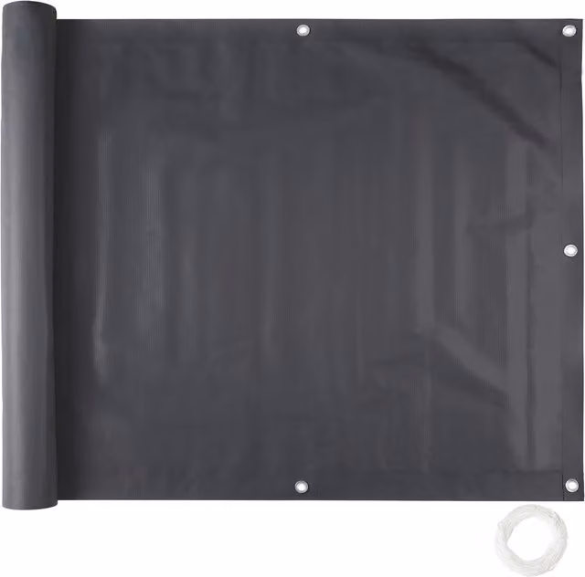 tectake Opaque Balcony and Garden Privacy Screen in Black