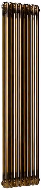 Lux Heat Vertical Column Radiator in Brass Lacquer, H 150 cm x W 38 cm