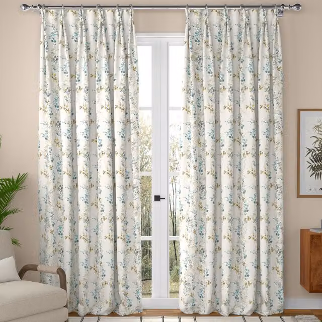 ANTE DECOR Arlene Made To Measure Blackout Cotton Curtains in Petrol and White