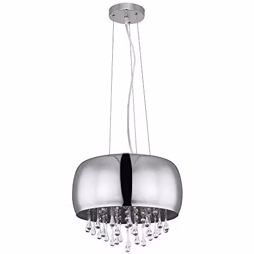 Globo Lighting Crystal Hanging Lamp Chrome and Transparent Glass Ceiling Light Fixture 15809H – 1