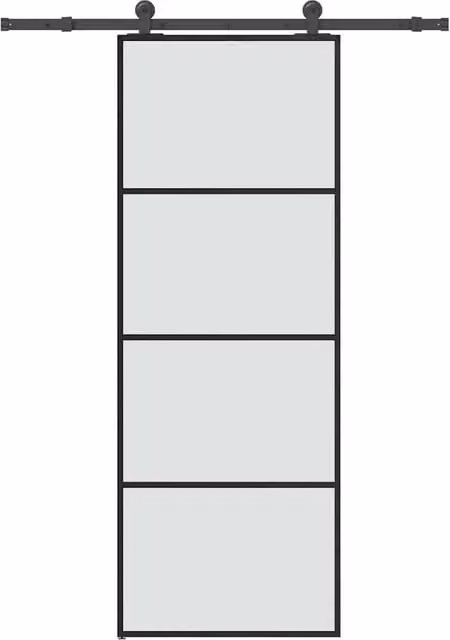 Berkfield Home Sliding Door with Hardware Set in Black, ESG Glass and Aluminium, W: 76 cm, H: 205 cm – 1