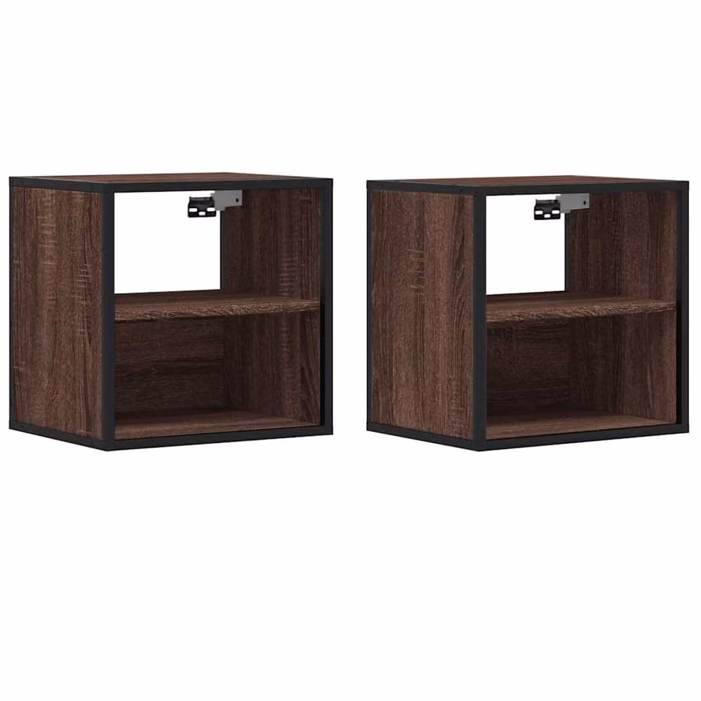 Berkfield Home Durable Wall-mounted Bedside Cabinets, 2 Pack, Brown Oak, W: 40 cm, D: 31 cm, H: 39.5 cm – 3