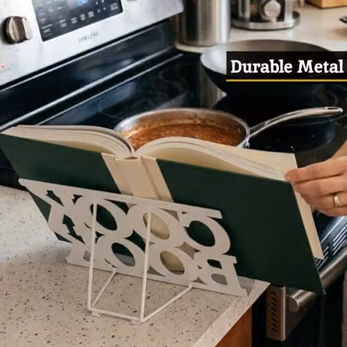 Orsina Metal Freestanding Cook Book Stand in White or Pink – 4